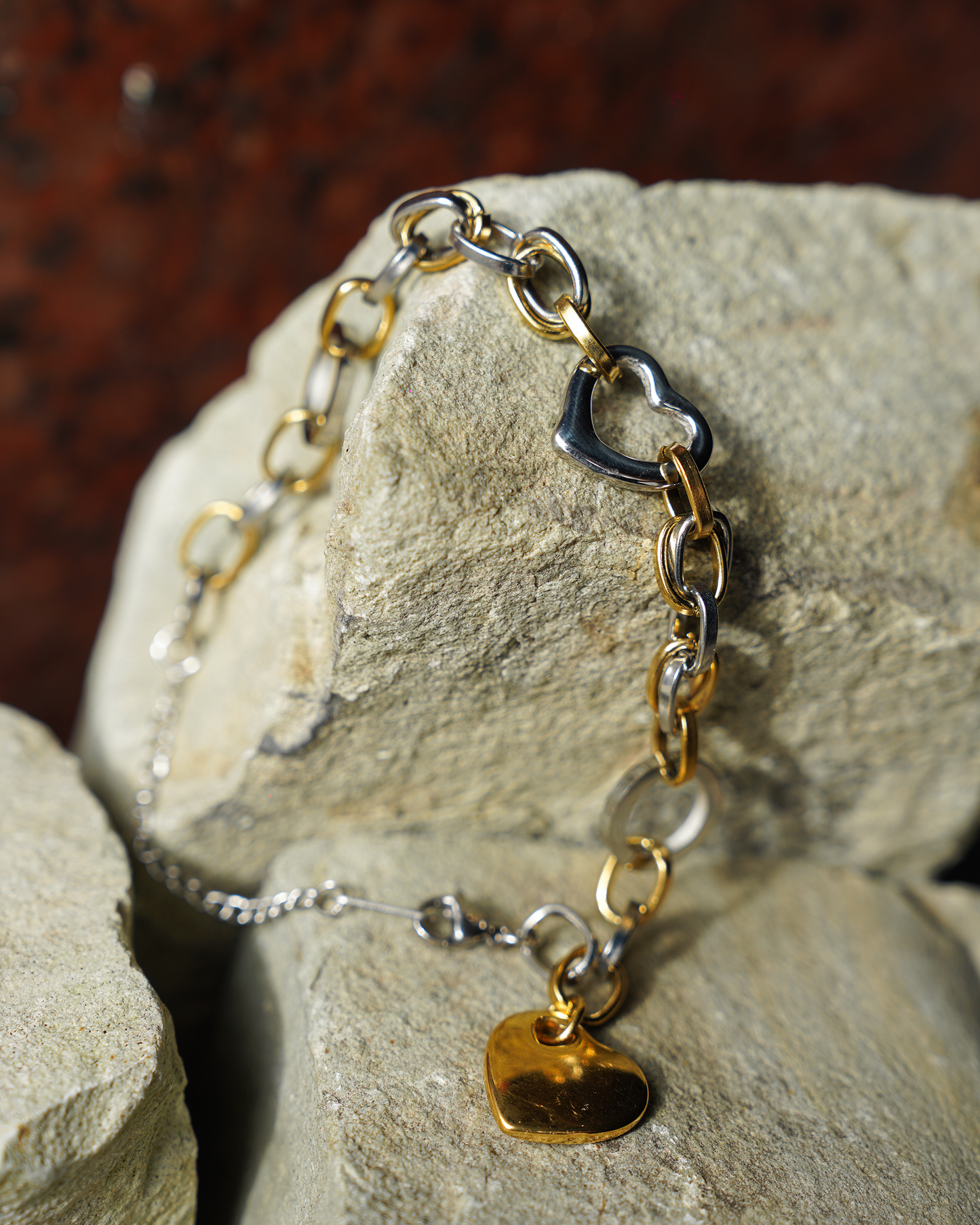 Two-Tone Love Lock Bracelet