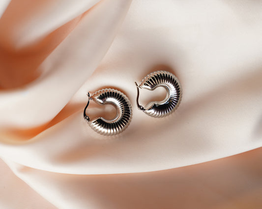 Silver Echo Hoops