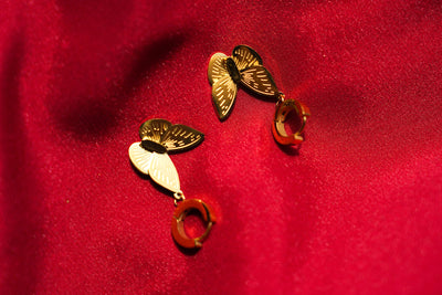 Golden Butterfly Hoops