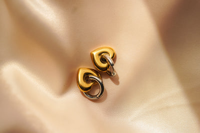 Duo-Tone Heart Hoops