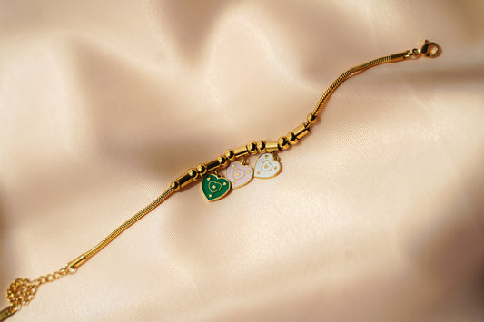 Multicolor Heart Charm Bracelet