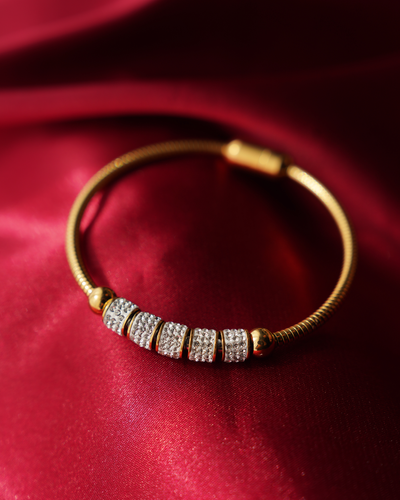 Luxe Gold Pavé Bead Bracelet
