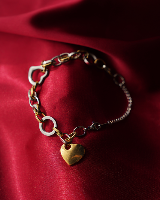 Two-Tone Love Lock Bracelet